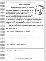back to school comprehension story