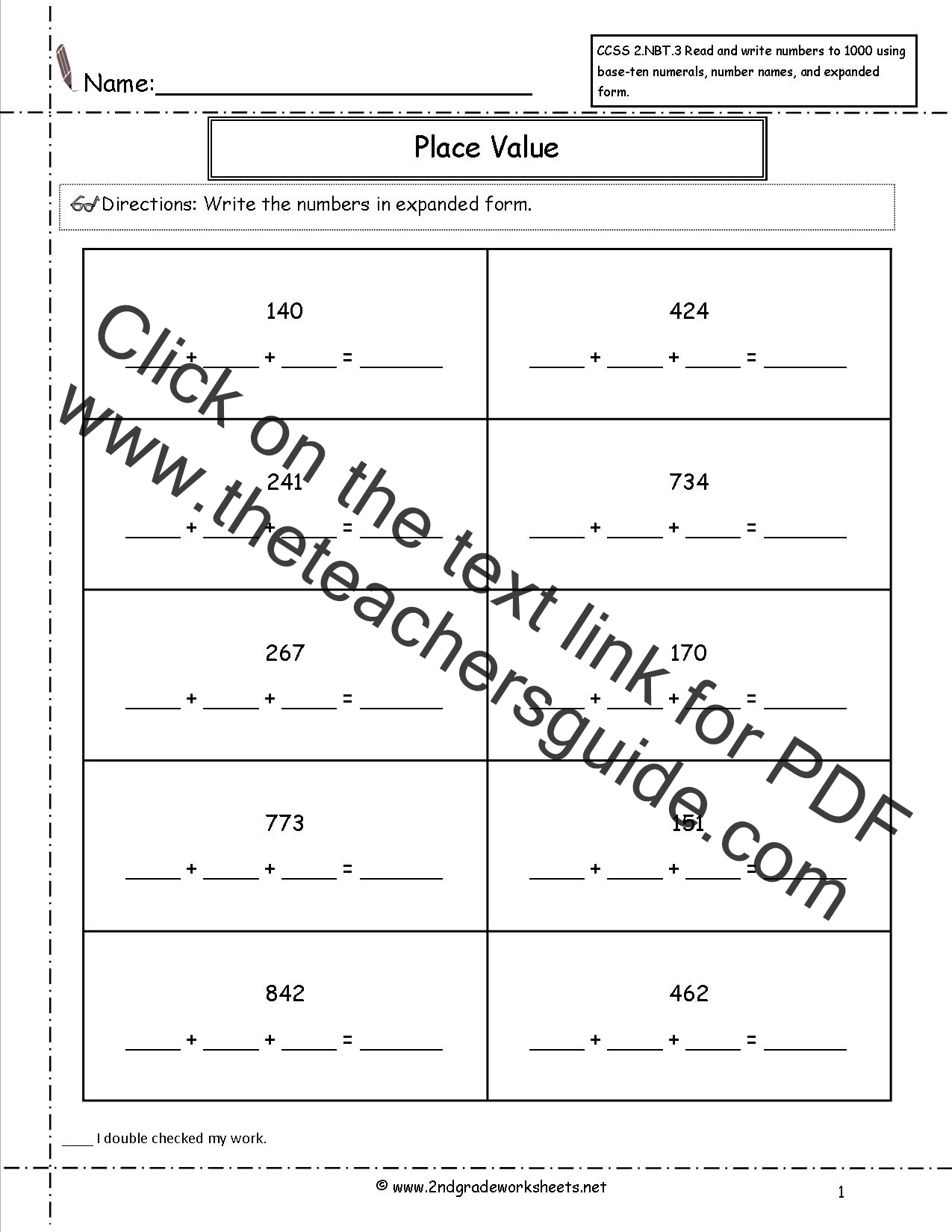 expanded form of numbers for grade 2
 CCSS 12.NBT.12 Worksheets. Place Value Worksheets-Read and ...