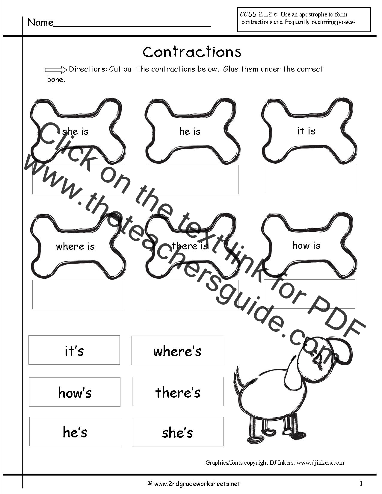 Free Contractions Worksheets and Printouts With Regard To Contractions Worksheet 2nd Grade