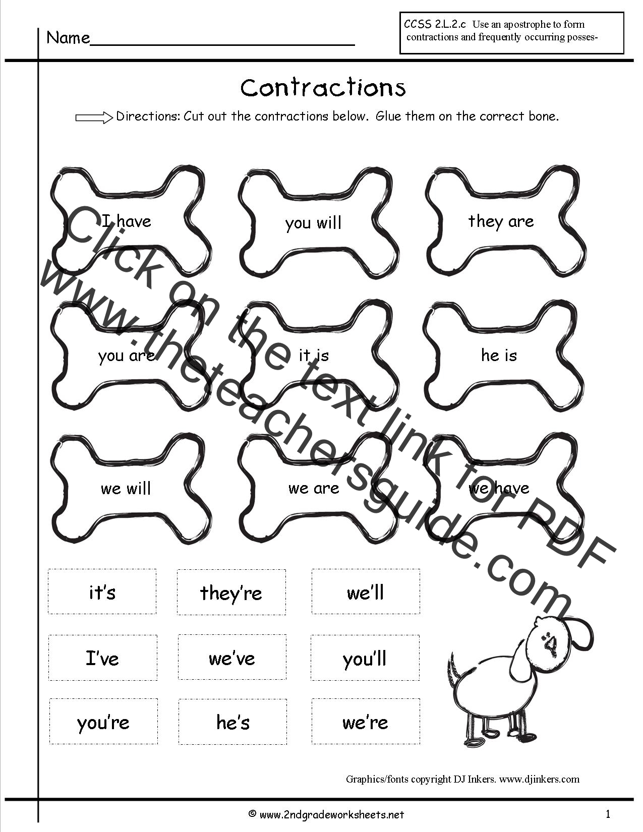 Free Contractions Worksheets and Printouts For Contractions Worksheet 2nd Grade