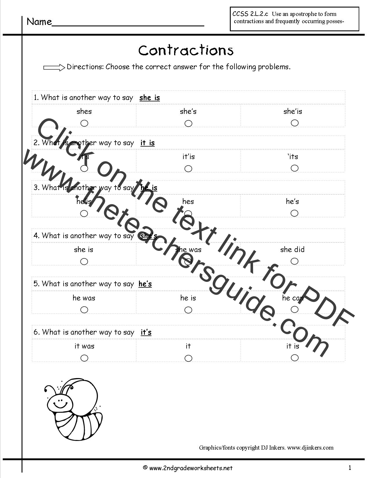 Free Contractions Worksheets and Printouts Pertaining To Contractions Worksheet 2nd Grade