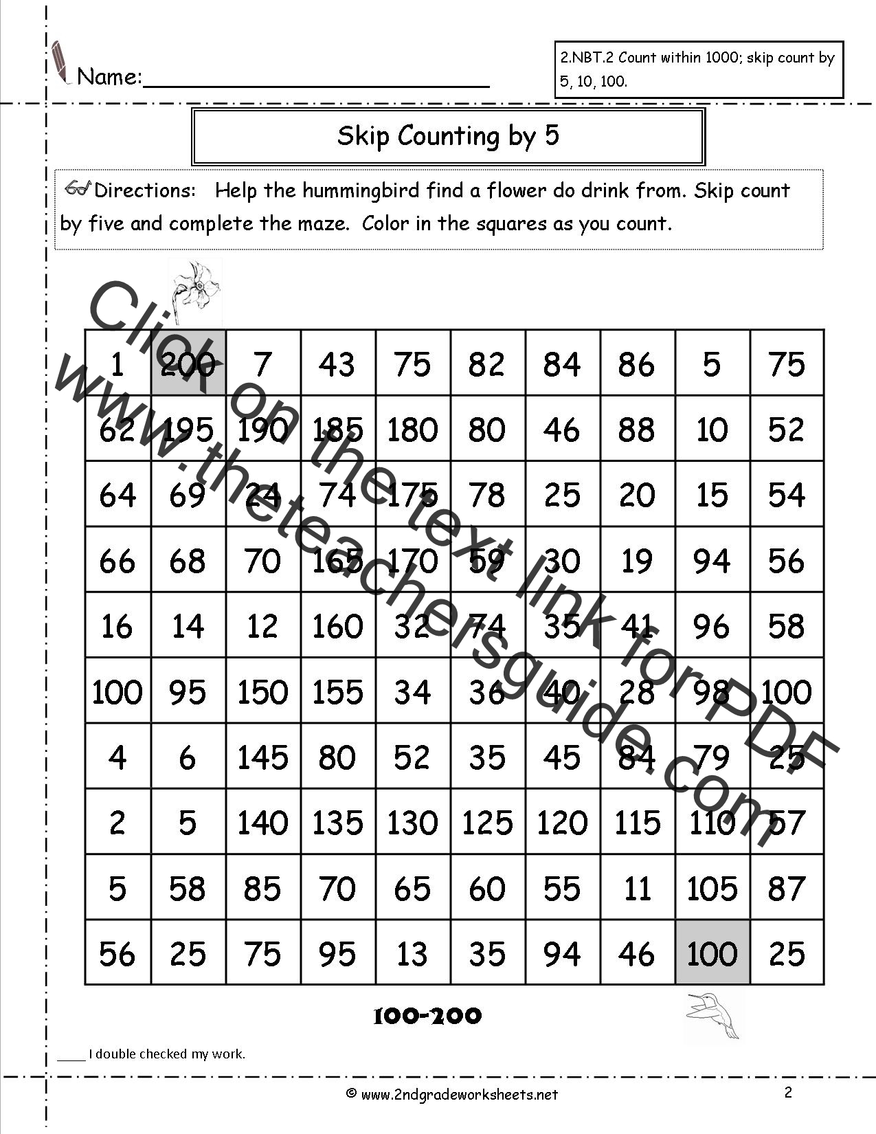 Counting Chart 100 200