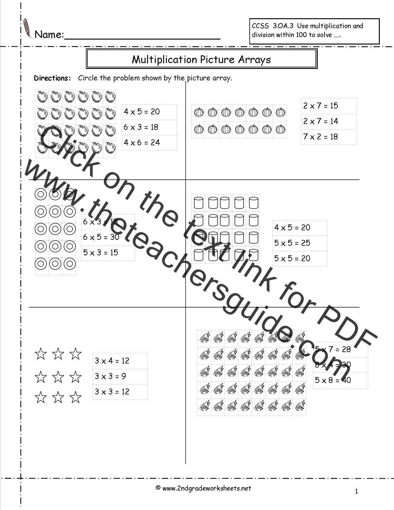  Arrays Worksheets 3rd Grade Search Results Calendar 2015