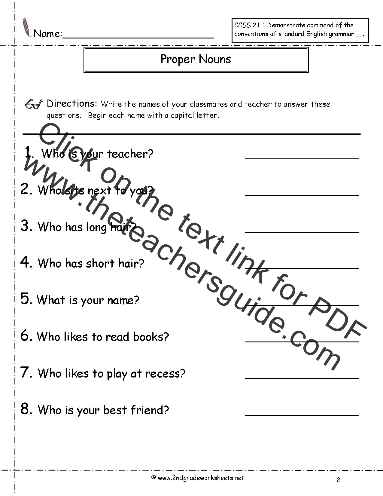 Common and Proper Nouns Worksheet Within Proper Nouns Worksheet 2nd Grade