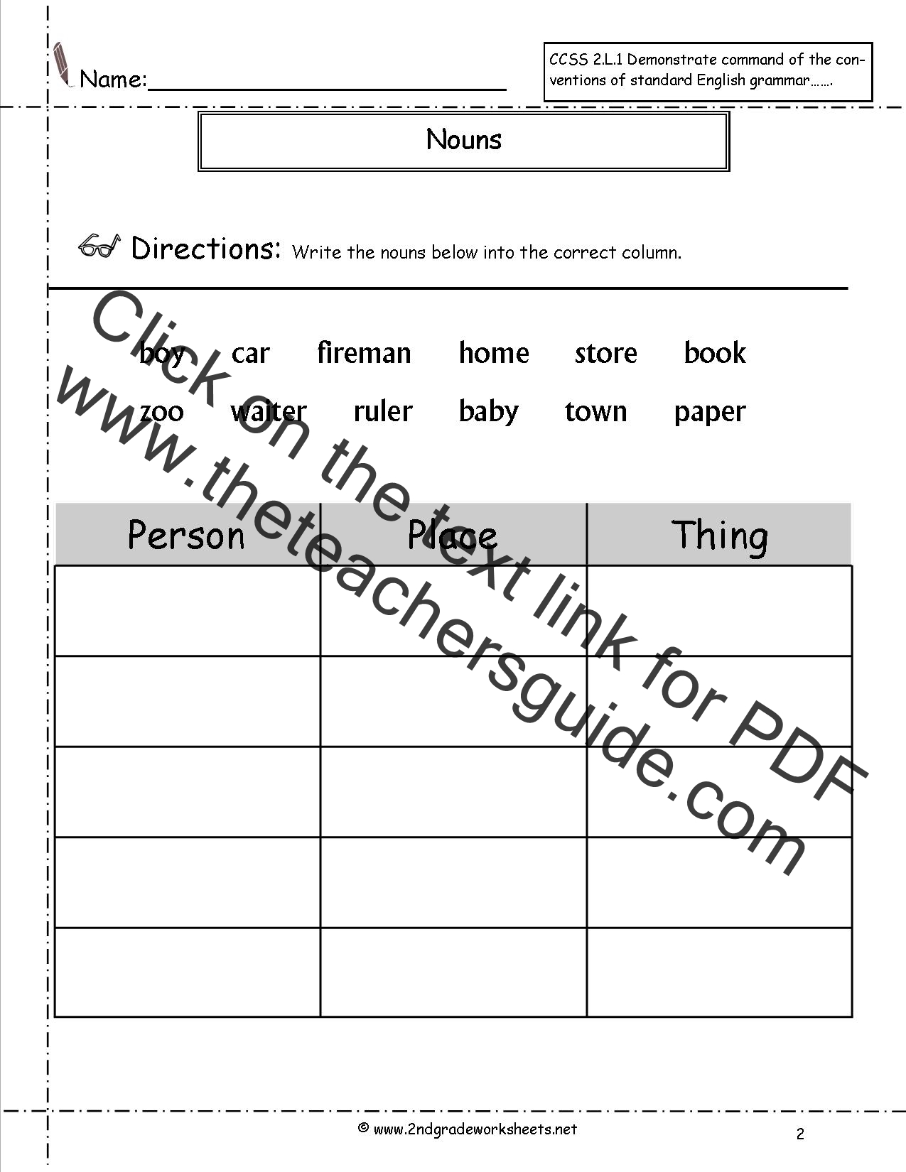 nouns worksheet for grade 1 pdf