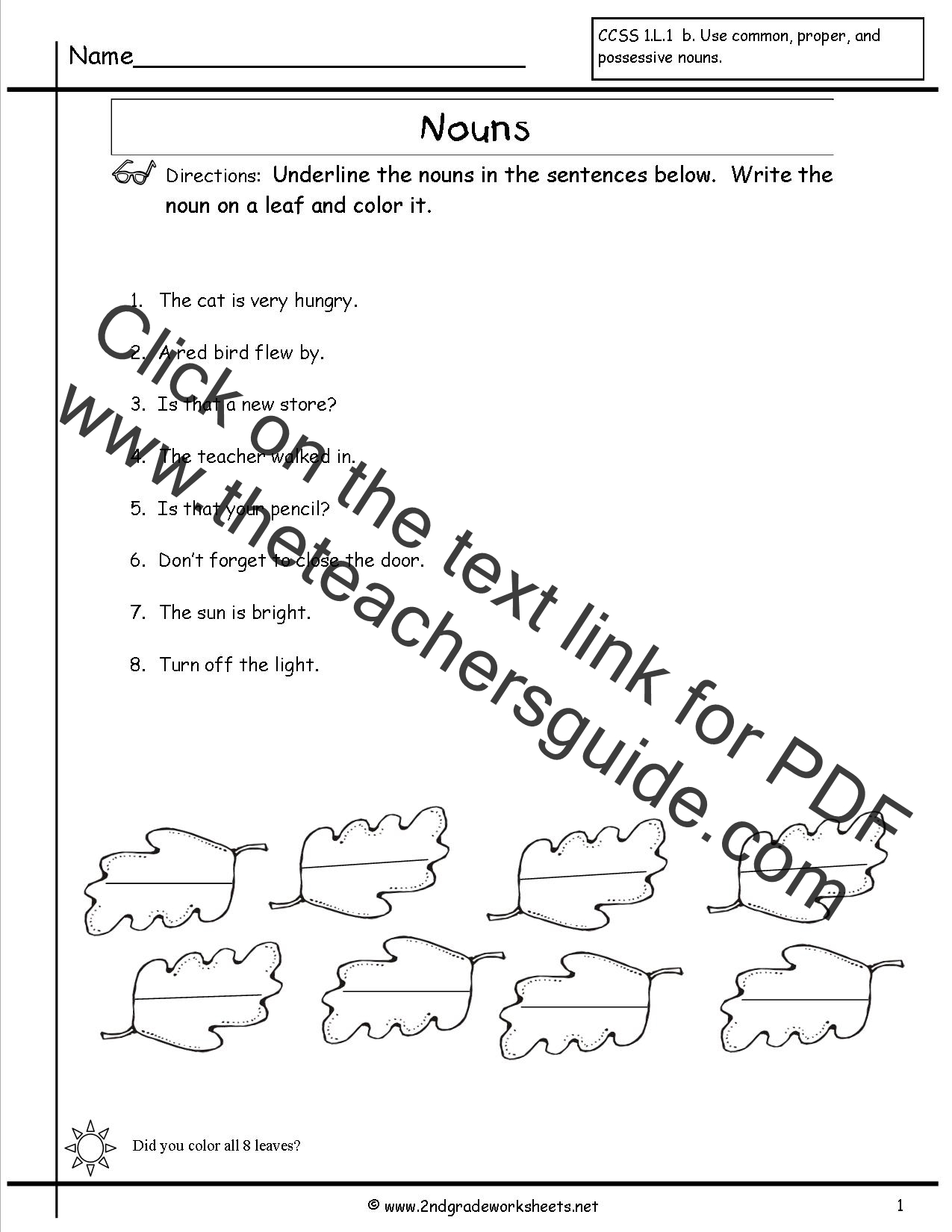 Introduction To Nouns Worksheet