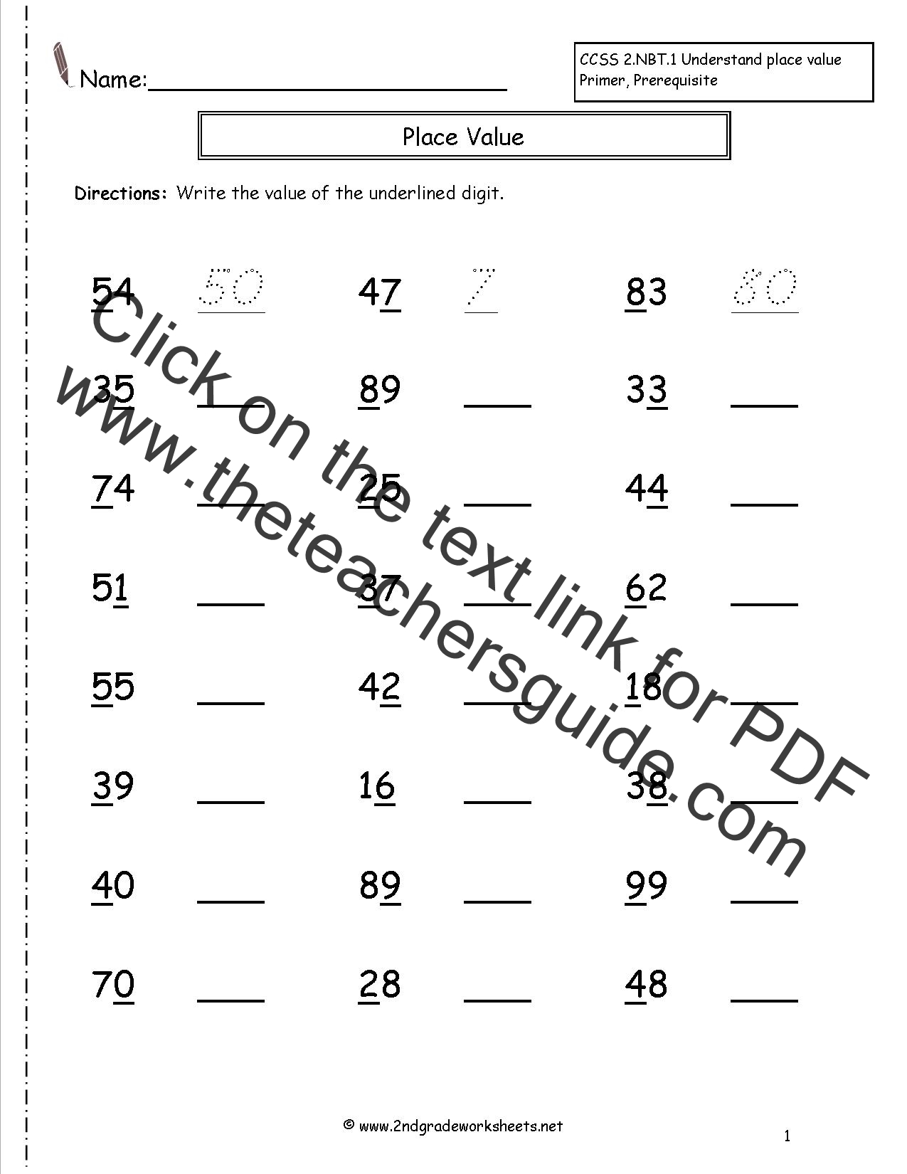 Place Value Of A Number Worksheets