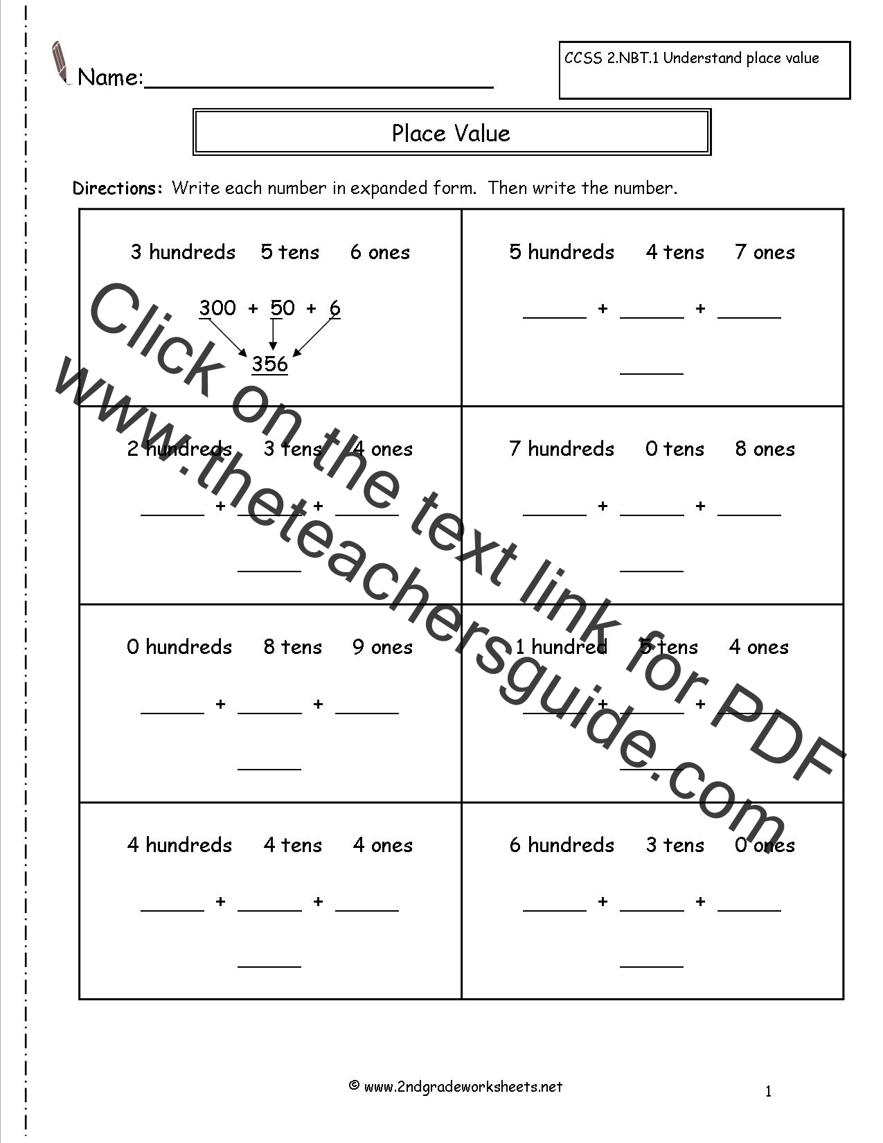 Printable Number Sense and Spelling Worksheets