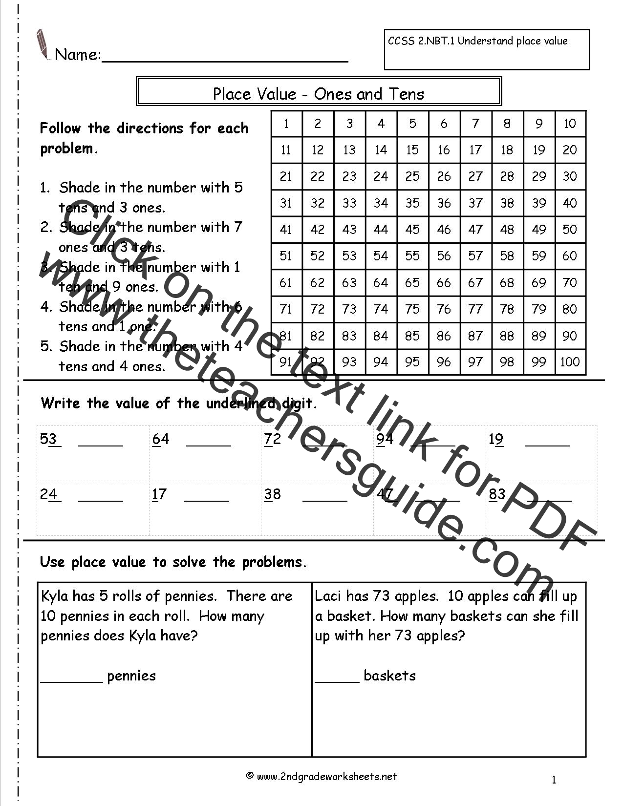 Place Value Chart 2nd Grade Pdf