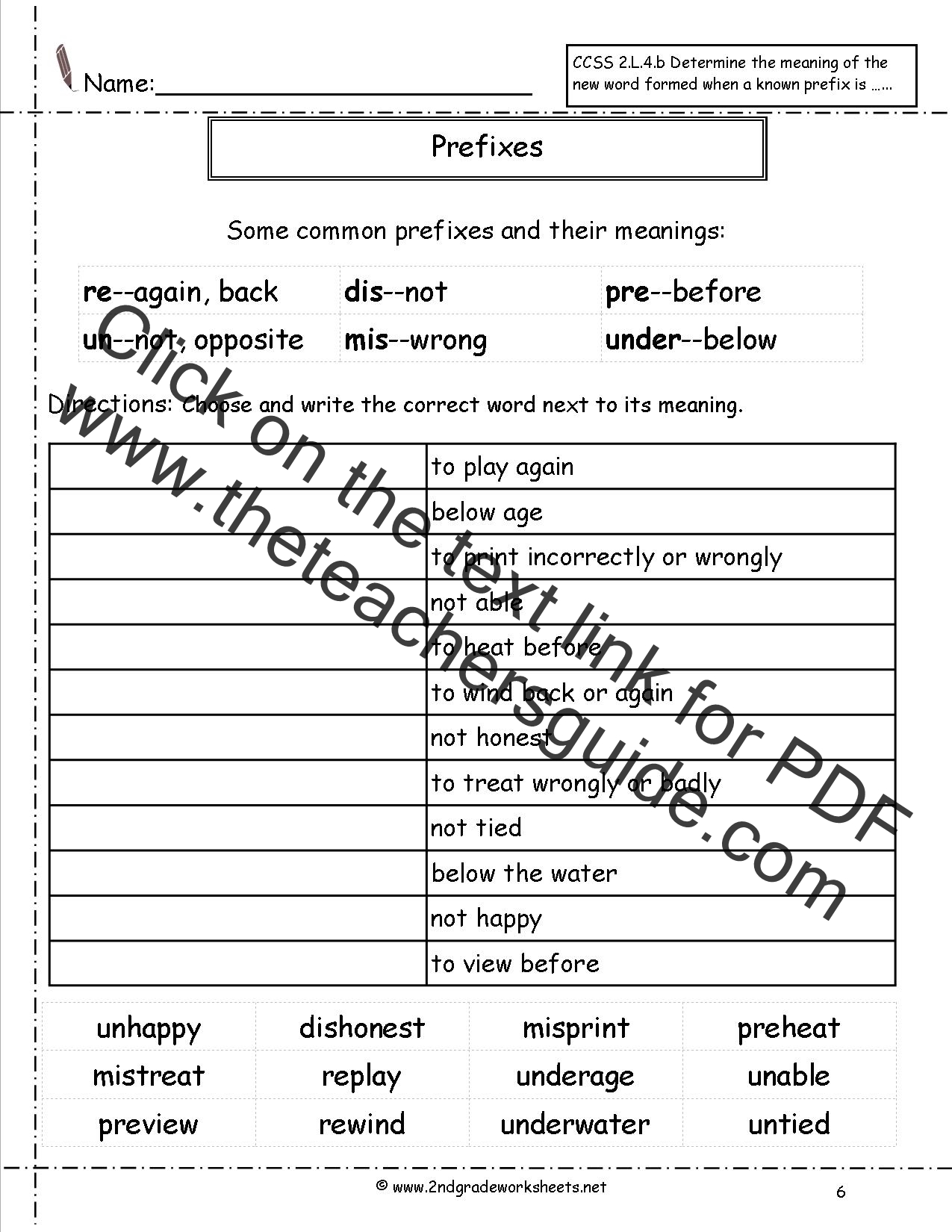 Second Grade Prefixes Worksheets With Prefixes Worksheet 2nd Grade
