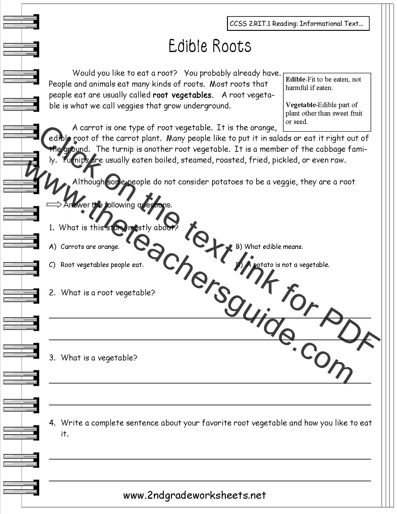 Reading Informational Text Worksheets