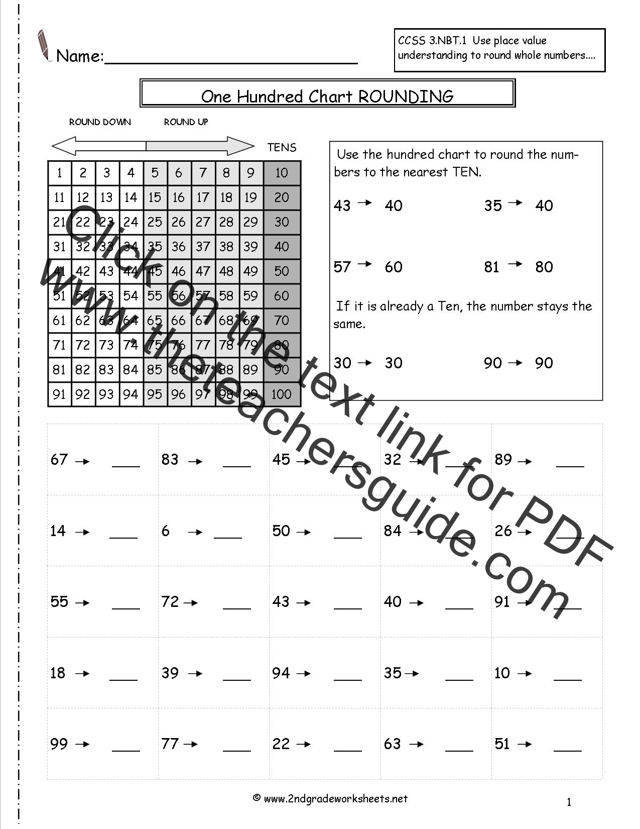 Subtracting On A Hundreds Chart Worksheets