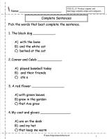complete sentences worksheet