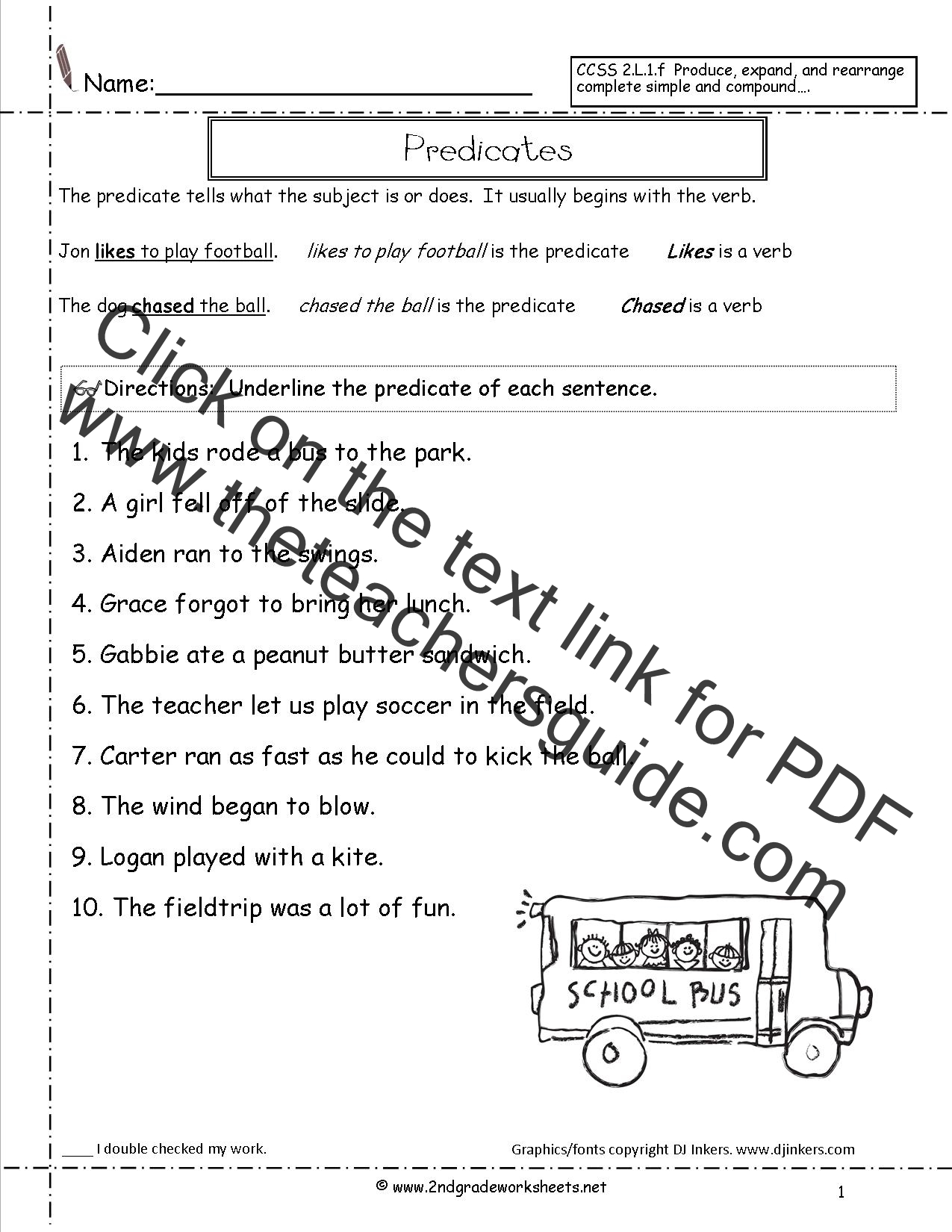 Compound subject and predicate worksheet free