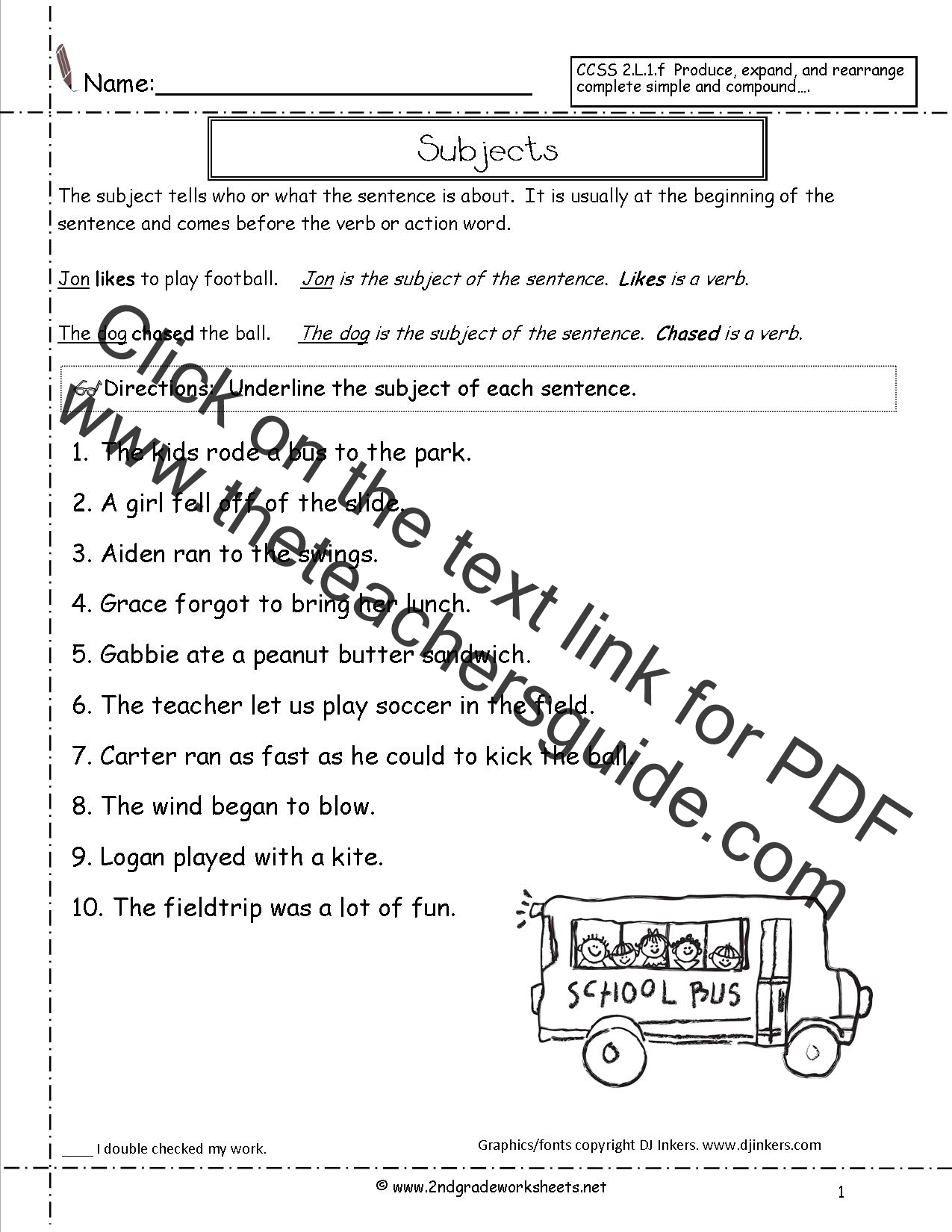 Free Printable Simple Subject And Predicate Worksheets Intrepidpath