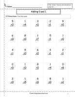 adding zero and one addition facts worksheet