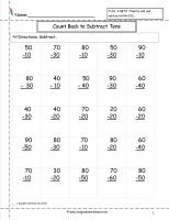 subtract tens worksheet