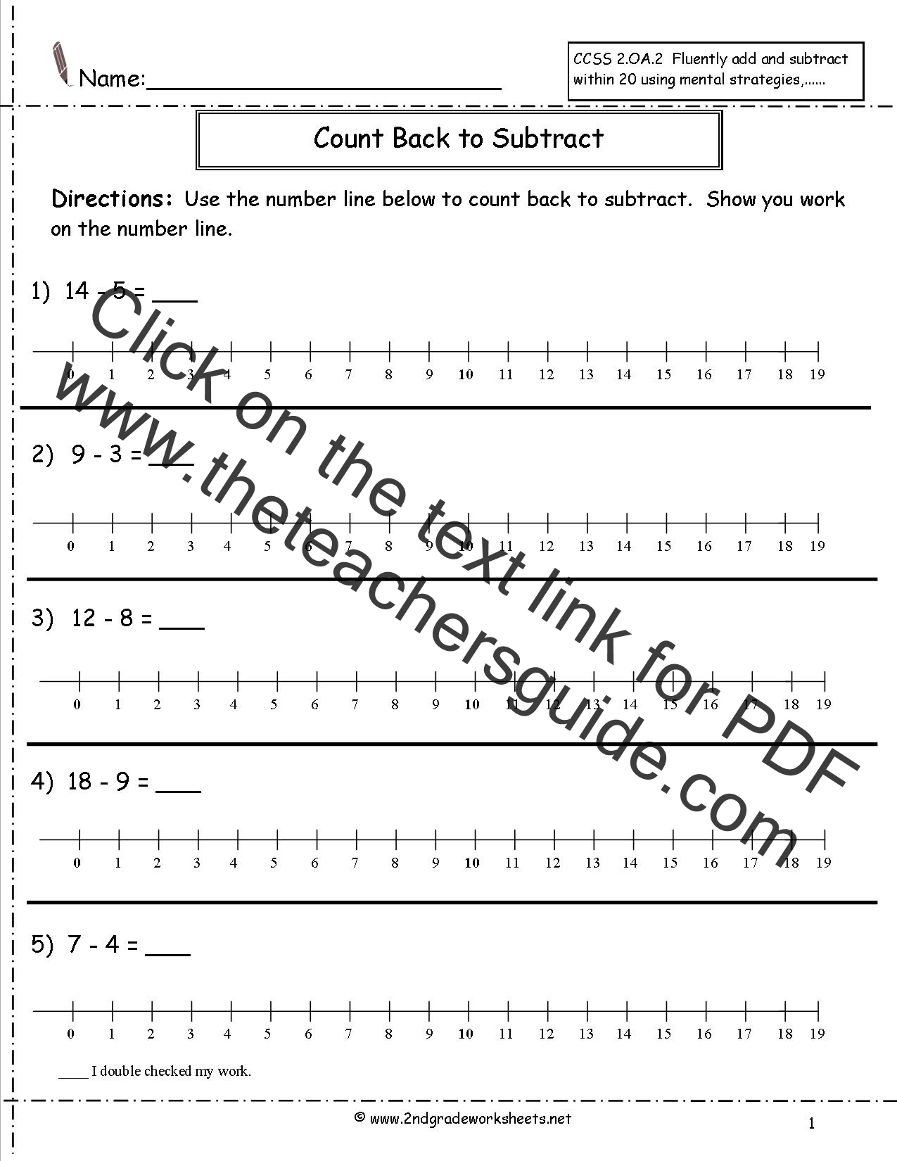 Single Digit Subtraction Fluency Worksheets