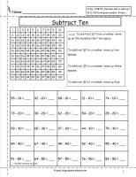 subtract tens worksheet