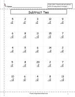 subtracting two worksheet