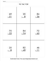 two digit subtraction tic tac toe