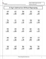 two digit subtraction without regrouping worksheet