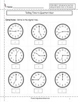 telling time to nearest quarter hour