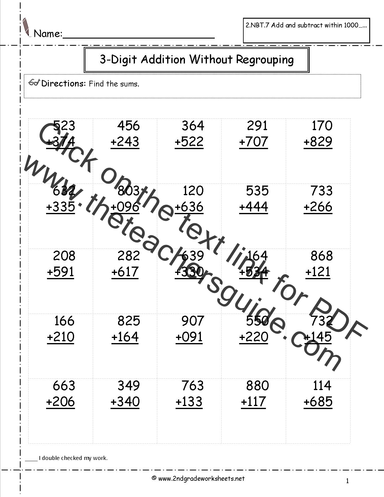 Addition homework sheets