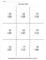 two digit addition with regrouping tic tac toe game
