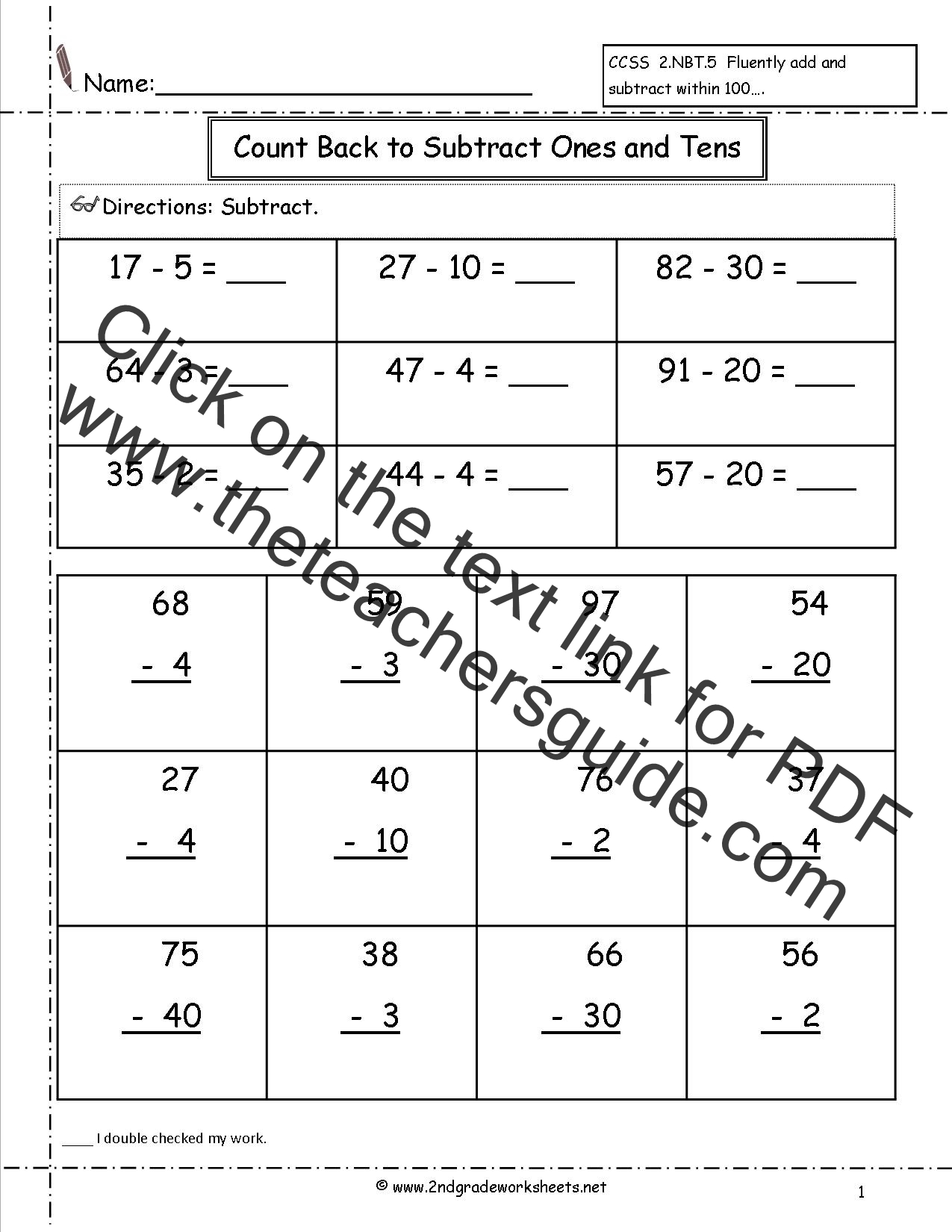 Subtraction Chart To 100