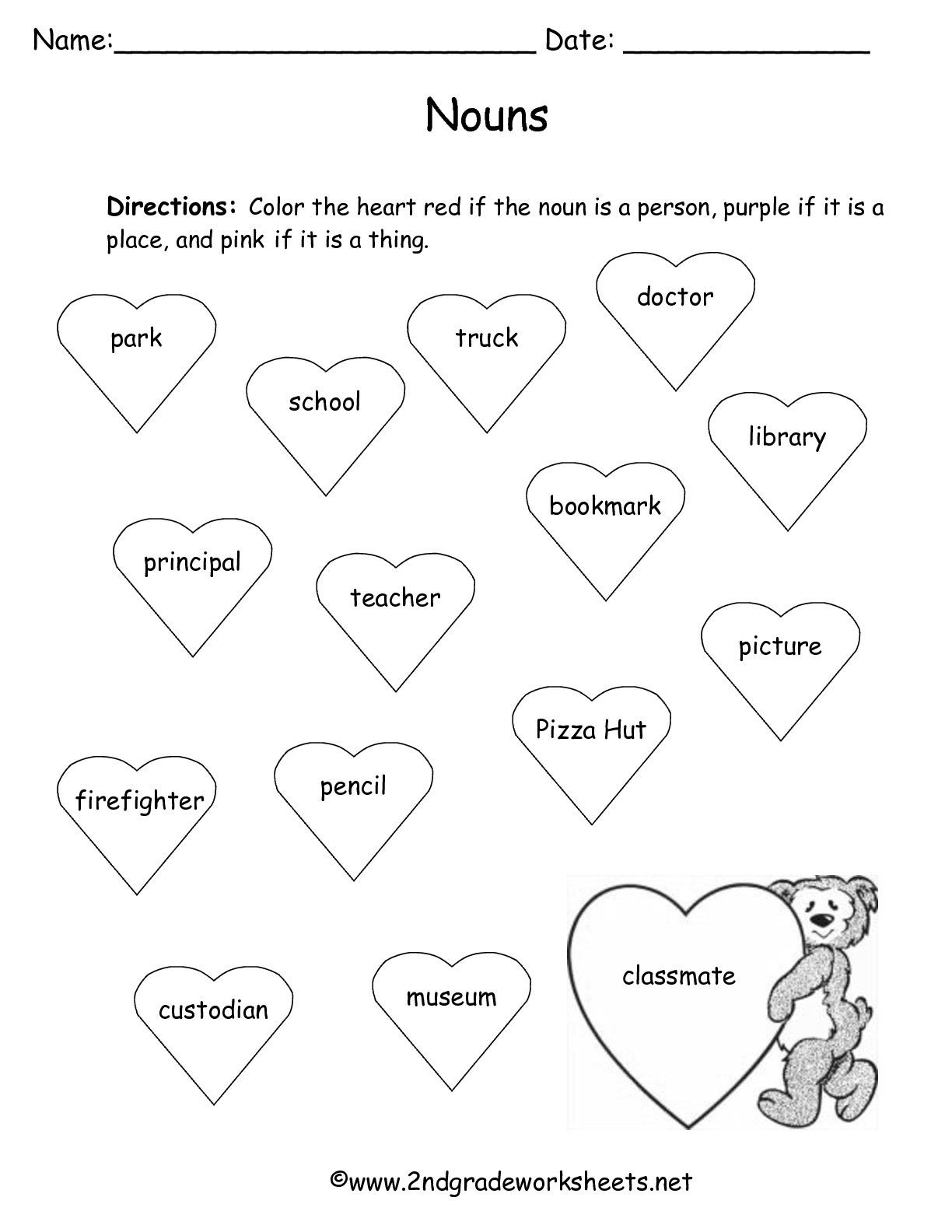 Valentines Worksheet Nouns