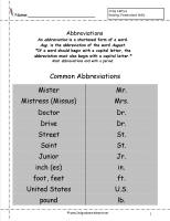 abbreviations worksheet