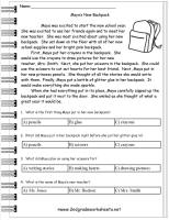 back to school comprehension story