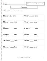 place value worksheets