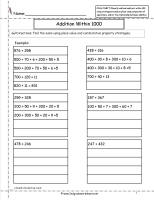 addition within 1000 worksheet ccss 2.nbt.7 worksheet