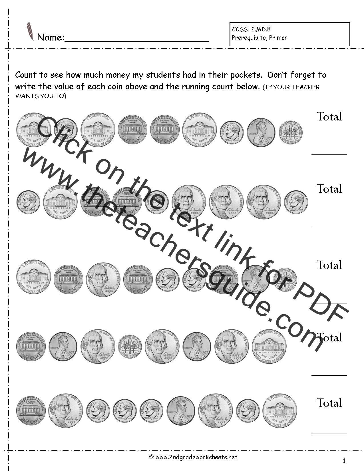 Free Printable Counting Money Worksheets For 2nd Grade ...