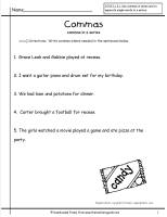 commas worksheets