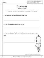 commas worksheets