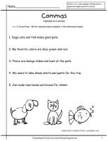 commas worksheets