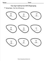 two digit subtraction with regrouping worksheet