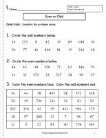 even or odd worksheet