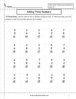 adding three single digit addition worksheets