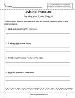 subject pronouns worksheet