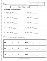 place value worksheet