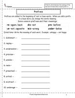 prefixes worksheet