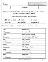 suffixes worksheet