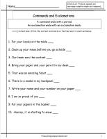 commands or exclamations worksheet