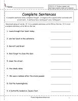 complete sentences worksheets