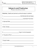 subject and predicate worksheet