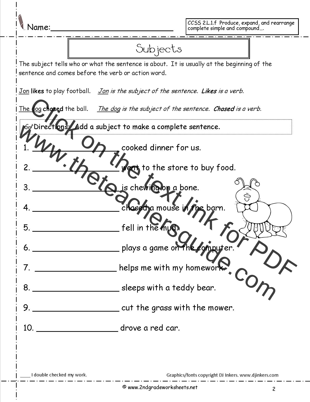 Number Sentence Worksheets For 2nd Grade